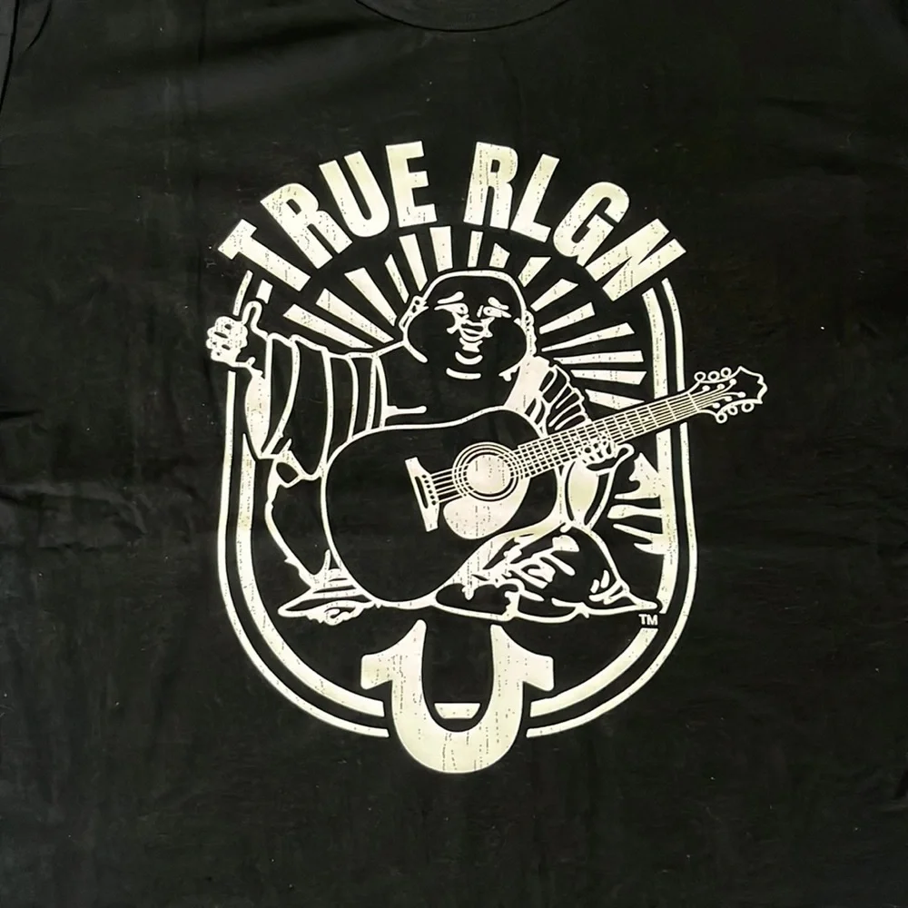 True Religion Arch Logo Crew Neck Tee Shirt Blavk Size L